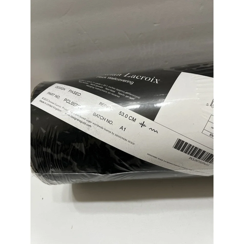 Christian Lacroix Flocked Wall Covering Black Gray 2012 Paseo Pattern 2 Roll NIP